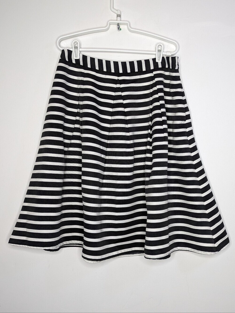 Express Black White Striped A Line Knee Length Skirt 12